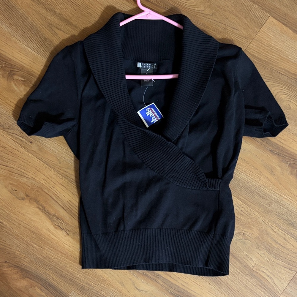 Carole Little Elegant Black V-Neck Sweater